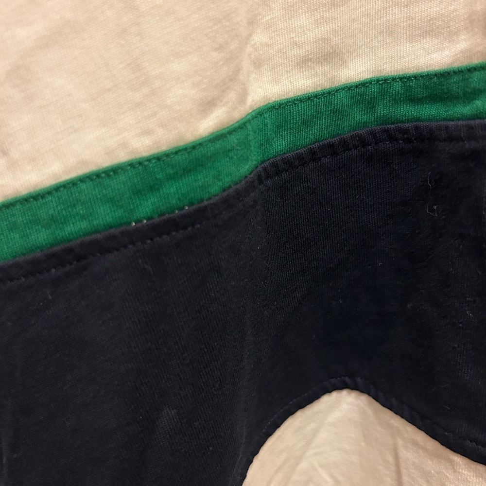 Vintage Nautica 1/4 Zipped White w/ Blue & Green Stripes Pull Over Shirt… - Picture 12 of 13